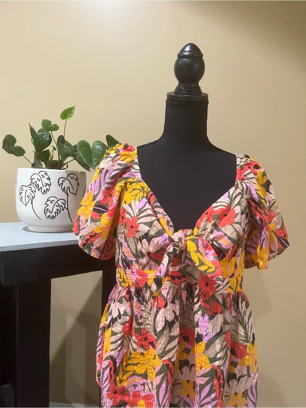 Loft, lFloral, Square-Neck Peplum Top in Multicolor, Size Large